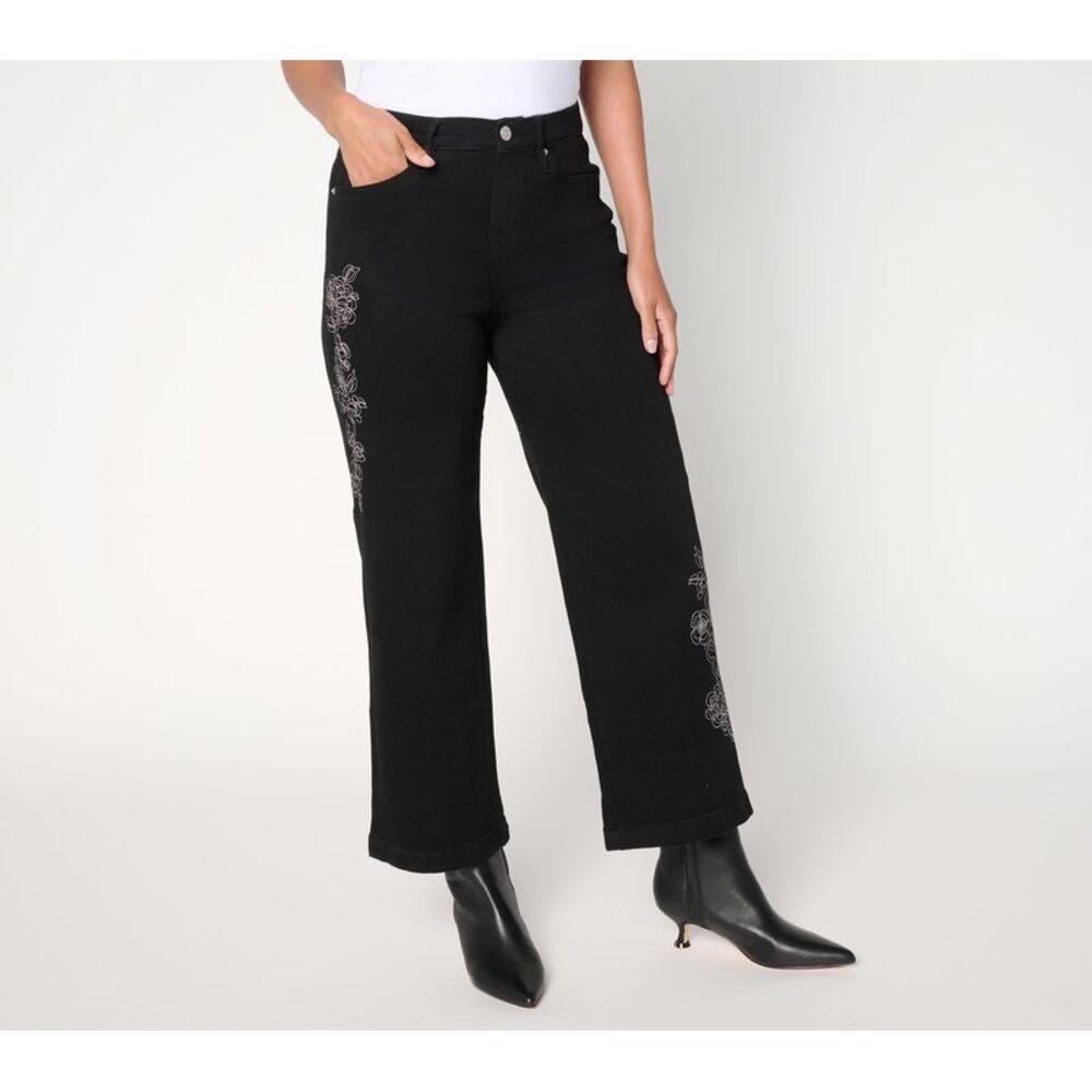 nicole by Nicole Miller Women's Petite Pants 18P Straight Leg Jean Black A704298